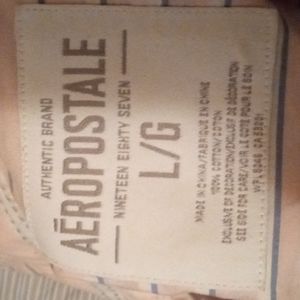 Aeropostale button down long sleeve salmon and blue pinstripe